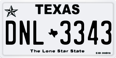 TX license plate DNL3343