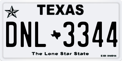 TX license plate DNL3344