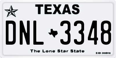 TX license plate DNL3348