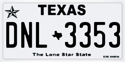 TX license plate DNL3353