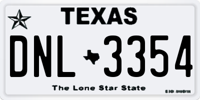 TX license plate DNL3354