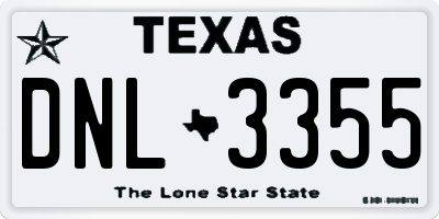TX license plate DNL3355
