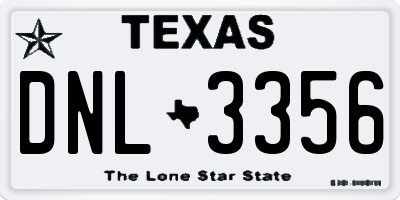 TX license plate DNL3356