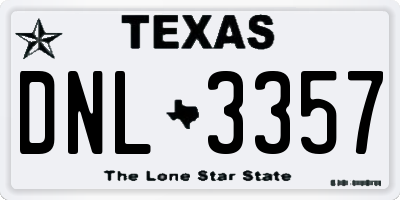TX license plate DNL3357