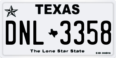 TX license plate DNL3358