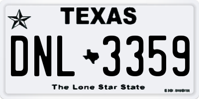 TX license plate DNL3359
