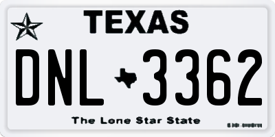 TX license plate DNL3362
