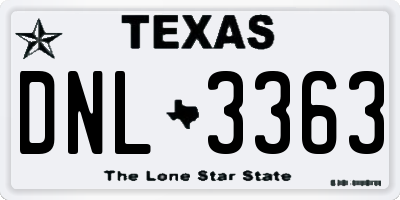 TX license plate DNL3363