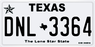 TX license plate DNL3364