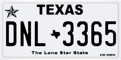 TX license plate DNL3365