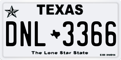 TX license plate DNL3366