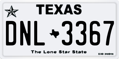 TX license plate DNL3367