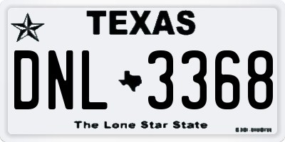 TX license plate DNL3368