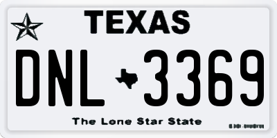 TX license plate DNL3369