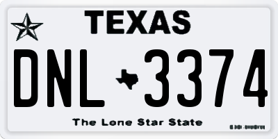 TX license plate DNL3374