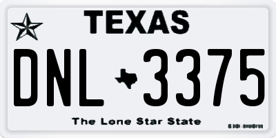 TX license plate DNL3375