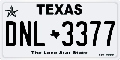 TX license plate DNL3377