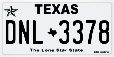 TX license plate DNL3378