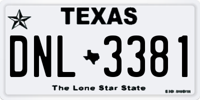 TX license plate DNL3381