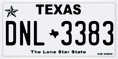 TX license plate DNL3383