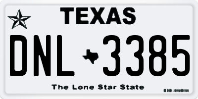 TX license plate DNL3385