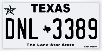 TX license plate DNL3389
