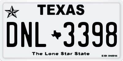 TX license plate DNL3398