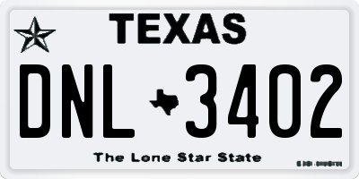 TX license plate DNL3402