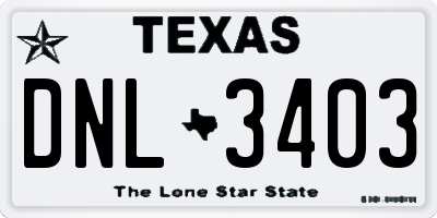 TX license plate DNL3403