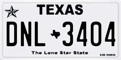 TX license plate DNL3404