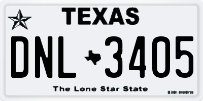 TX license plate DNL3405
