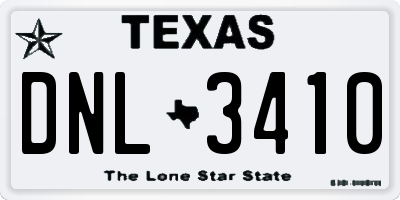 TX license plate DNL3410