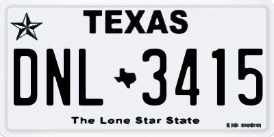 TX license plate DNL3415