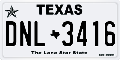 TX license plate DNL3416