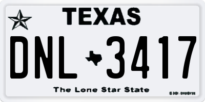 TX license plate DNL3417