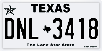 TX license plate DNL3418