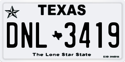 TX license plate DNL3419