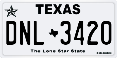 TX license plate DNL3420