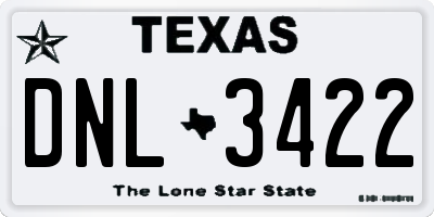 TX license plate DNL3422