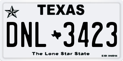 TX license plate DNL3423