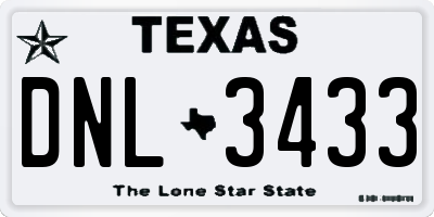 TX license plate DNL3433