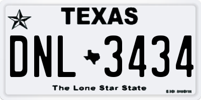 TX license plate DNL3434