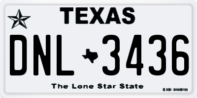 TX license plate DNL3436