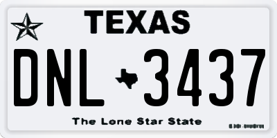 TX license plate DNL3437