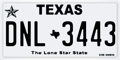TX license plate DNL3443