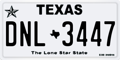 TX license plate DNL3447