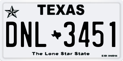 TX license plate DNL3451