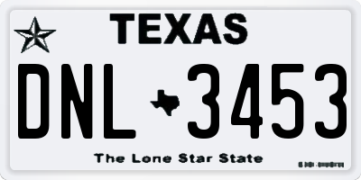TX license plate DNL3453