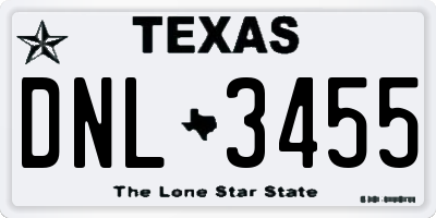 TX license plate DNL3455
