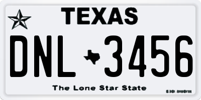 TX license plate DNL3456